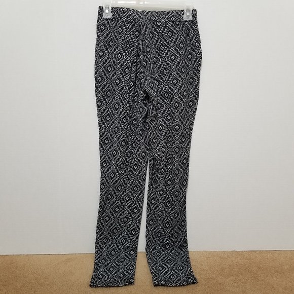 Bobbie Brooks pants Small elastic pull on waist diamond print leggings pockets - Picture 2 of 11